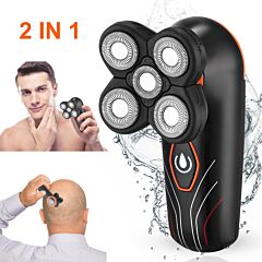 4d Electric Shavers Razor Ipx7 Waterproof Wet & Dry 5 Floating Head Rotary Shavers Rechargeable Beard Trimmer - Black