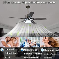 52 Inch Ceiling Fan With Light, Indoor Ceiling Fan Light Fixtures With Remote Control, Outdoor Ceiling Fans For Patios With Light (5-blades) - Pic
