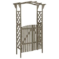 Pergola With Gate 45.7"x15.7"x80.3" Gray Solid Firwood - Grey