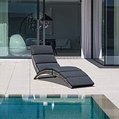 Patio Chaise Lounge, Outdoor Lounge Chair, Pe Rattan Foldable Chaise Lounger - Dark Gray