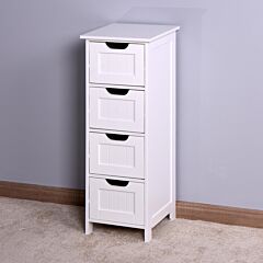White Bathroom Storage Cabinet, Freestanding Cabinet With Drawers - White