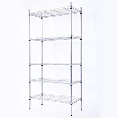 5-shelf Adjustable, Heavy Duty Storage Shelving Unit , Steel Organizer Wire Rack - Silver