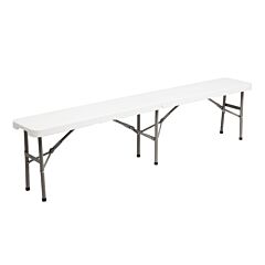 White Plastic Folding Bench,portable Bench For Indoor, Outdoor Picnic Bench, 6 Feet (3 Legged) Xh - White Table Top Gray Plastic Pipe