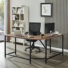 L Shaped Wood Gaming Desk Corner Computer Desk Home Office Computer Table - Black