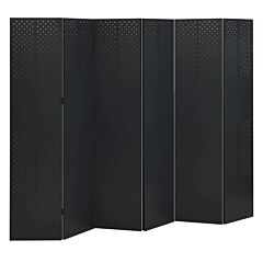 6-panel Room Divider Black 94.5"x70.9" Steel - Black