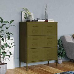 Drawer Cabinet Olive Green 31.5"x13.8"x40" Steel - Green