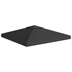 2-tier Gazebo Top Cover 310 G/m2 9.8'x9.8' Black - Black