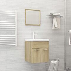 Bathroom Furniture Set Sonoma Oak Chipboard - Brown