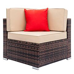 Outdoor Patio Corner Sectional Sofa Chair With Cushions - As Pictures