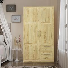 High Wardrobe And Kitchen Cabinet With 2 Doors, 2 Drawers And 5 Storage Spaces,oak - Oak