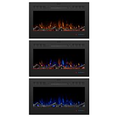 Free Shipping 36 Inch Led Recessed Electric Fireplace With 3 Flame Colors, Remote Control, Adjustable Heating, And Touch Screen 1500w, Black - Picture