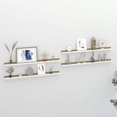 Wall Shelves 4 Pcs White And Sonoma Oak 39.4"x3.5"x1.2" - White
