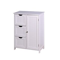 Bathroom Storage Cabinet, White Floor Cabinet With 3 Large Drawers And 1 Adjustable Shelf - White