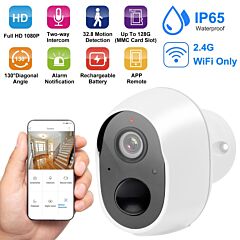 1080p Fhd Wifi Ip Camera Two-way Audio Security Surveillance Camera Ip65 Waterproof Network Camcorder - White