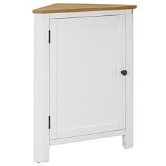 Corner Cabinet 23.2"x14.2"x31.5" Solid Oak Wood - White