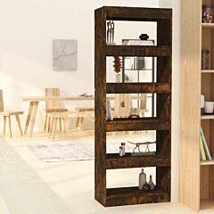Book Cabinet/room Divider Smoked Oak 23.6"x11.8"x65.4" Chipboard - Brown