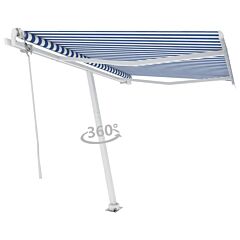 Freestanding Automatic Awning 118.1"x98.4" Blue/white - Blue