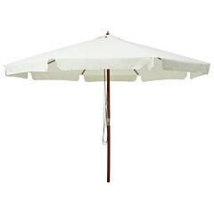 Outdoor Parasol With Wooden Pole 129.9" Sand White - White