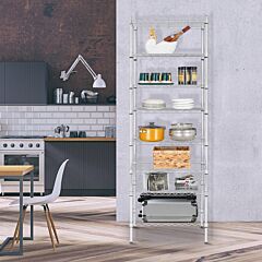 8-tier Wire Shelving Unit Adjustable Steel Wire Rack Chrome Yj - Picture