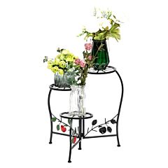 Artisasset Paint Painted Blade Shape 3 Blocks Plant Stand Black--ys - As Picture