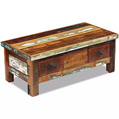 Coffee Table Drawers Solid Reclaimed Wood 35.4"x17.7"x13.8" - Brown