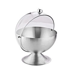 Sugar Bowl With Roll Top Stainless Steel Safe Food Grade Material Kitchen Buffet Cafe Restaurant Container Shiny Chrome Finished - Silver