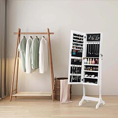 Non Full Mirror Wooden Floor Standing 4-layer Shelf Jewelry Storage Adjustable Mirror Cabinet * White - White