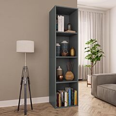 Book Cabinet/tv Cabinet Gray 14.2"x11.8"x56.3" Chipboard - Grey