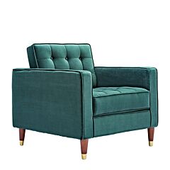 Green Color Velvet Sofa Chair With Ark Leg(sf604d2) - Dark Green