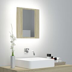 Led Bathroom Mirror Cabinet Sonoma Oak 15.7"x4.7"x17.7" - Brown