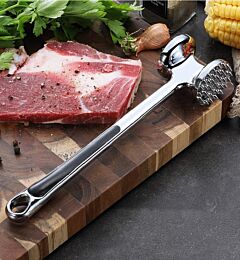 Zinc Alloy Meat Tenderizer Double Sided Non-slip Handle Meat Mallet Kitchen Tool - Silver