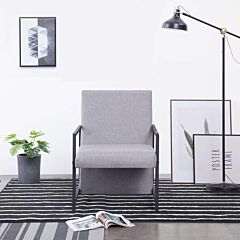 Armchair With Chrome Feet Light Gray Fabric - Grey