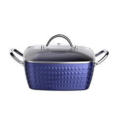 (do Not Sell On Amazon) Casserole Dish, Square Induction Saucepan With Lid, 24cm/ 4l Stock Pots Non Stick Saucepan, Aluminum Ceramic Coating Cooking Pot - Pfoa Free, Suitable For All Hobs Types Rt - Blue
