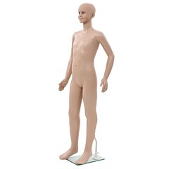 Full Body Child Mannequin With Glass Base Beige 55.1" - Beige