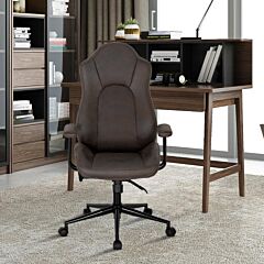 High Adjustable Back Executive Office Chair With Armrest - Brown