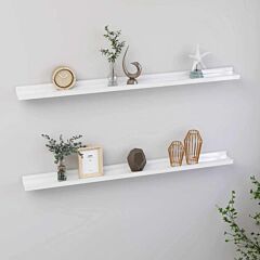 Wall Shelves 2 Pcs High Gloss White 39.4"x3.5"x1.2" - White