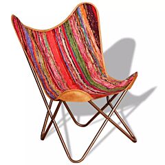 Butterfly Chair Multicolour Chindi Fabric - Multicolour