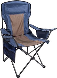 Folding Camping Chair With Large Cup Holders & Cooler , Black+grey - Blue+brown