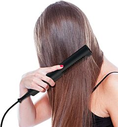 Ocaliss Hair Straightener Brush, Frizz-free Silky Hair Ionic Ceramic Iron Straightening Hot Comb With 20s Fast Heating, 3 Temp Settings, Anti-scald And 60 Mins Auto Off, Perfect For Home Pro Salon  Yj - Black