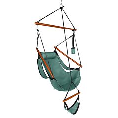 Oxford Cloth Hardwood With Cup Holder Wooden Stick Perforated 100kg Seaside Courtyard Oxford Cloth Hanging Chair Green - Green
