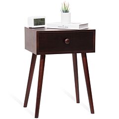 Mid Century Modern Nightstand With 1 Drawer, Brown - Brown