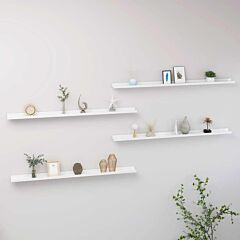 Wall Shelves 4 Pcs High Gloss White 45.3"x3.5"x1.2" - White