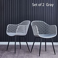 Plastic Dining Chair For Dining Room, Outdoor Plastic Chair (set Of 2 Gray) - Grey