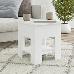 Coffee Table High Gloss White 15.7"x15.7"x16.5" Engineered Wood - White