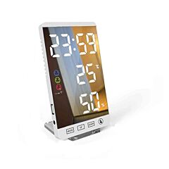 Digital Led Mirror Surface Alarm Clock With Usb Charging Ports White 6" - White