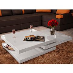 Coffee Table 3 Tiers High Gloss White - White