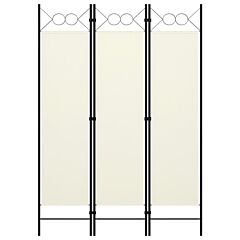 3-panel Room Divider Cream White 47.2"x70.9" - White