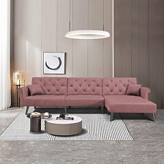 Convertible Sofa Bed Sleeper Velvet - Pink