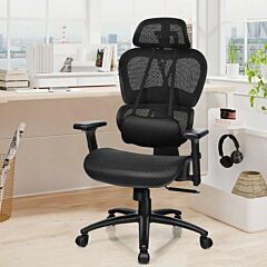 Mesh Office Chair Recliner With Adjustable Headrest - Black