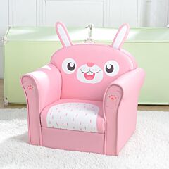 Children's Single Sofa Cute Series Rabbit Model American Standard Pu Dark Pink Rt - Pink